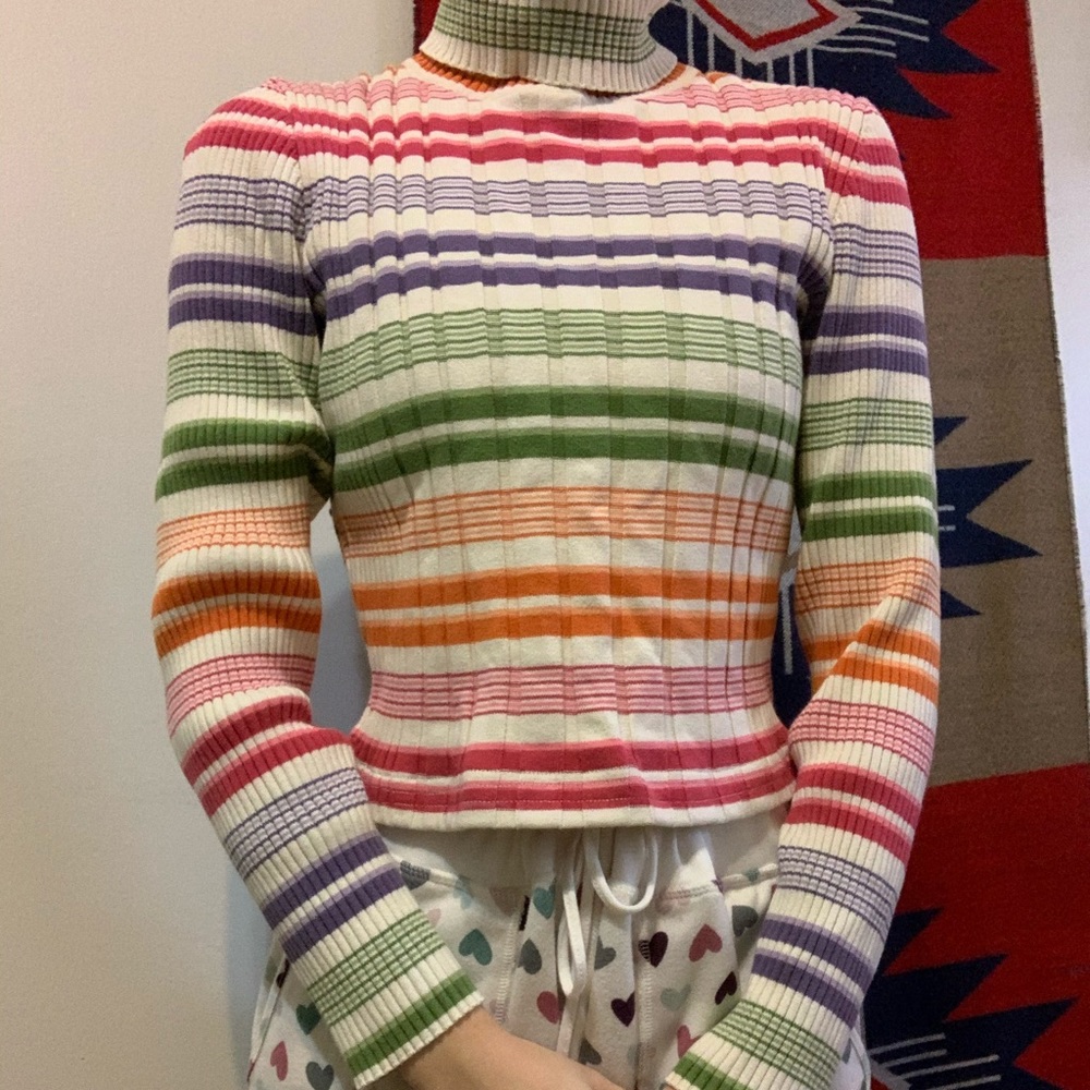 Colorful striped turtleneck